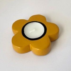 Mustard Yellow Flower Tea Light Candle Holder